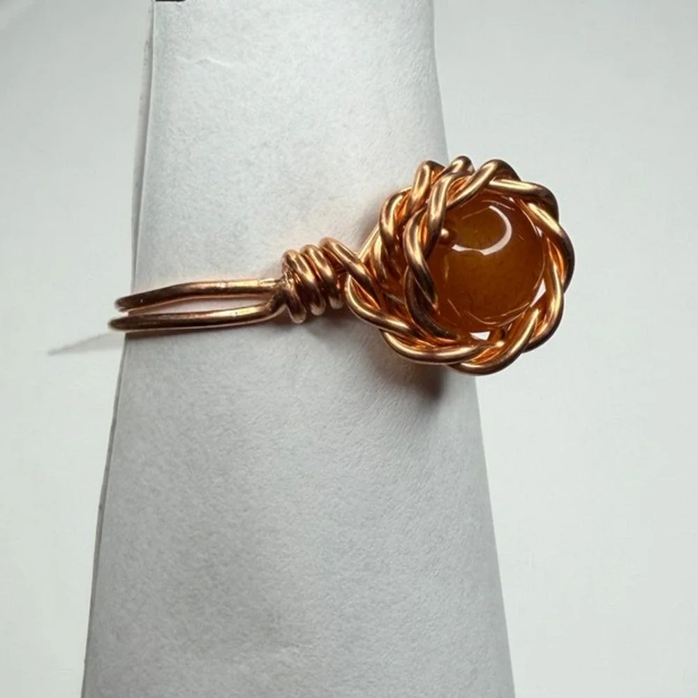 Carnelian ring copper handmade 7